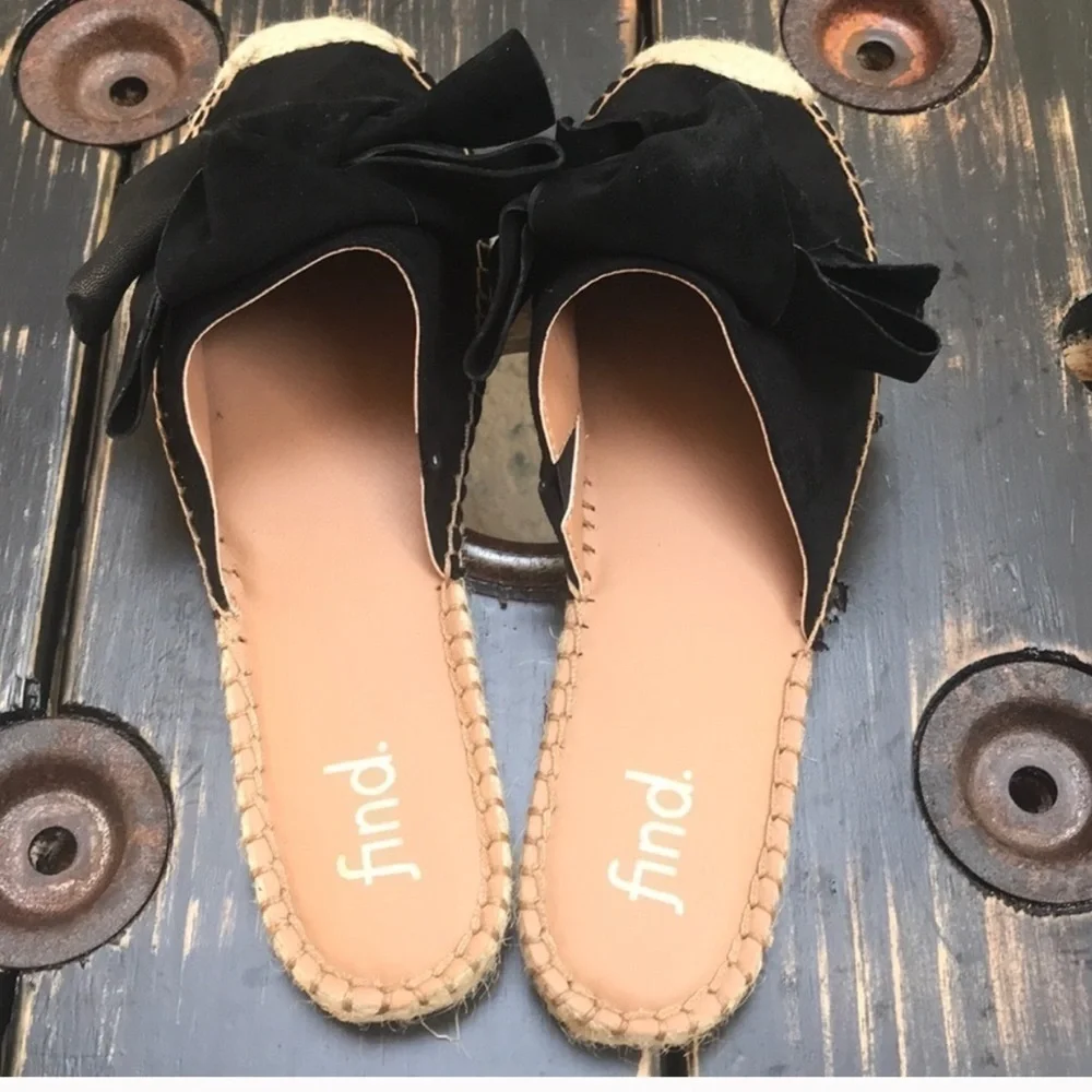 𝅺find. Women's Bow Mule Leather Espadrille Shoes